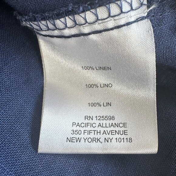 Ellen Tracy Tunic Top Womens 2X Blue Linen Zip Front 3/4 Sleeve Utility Office - Picture 9 of 13